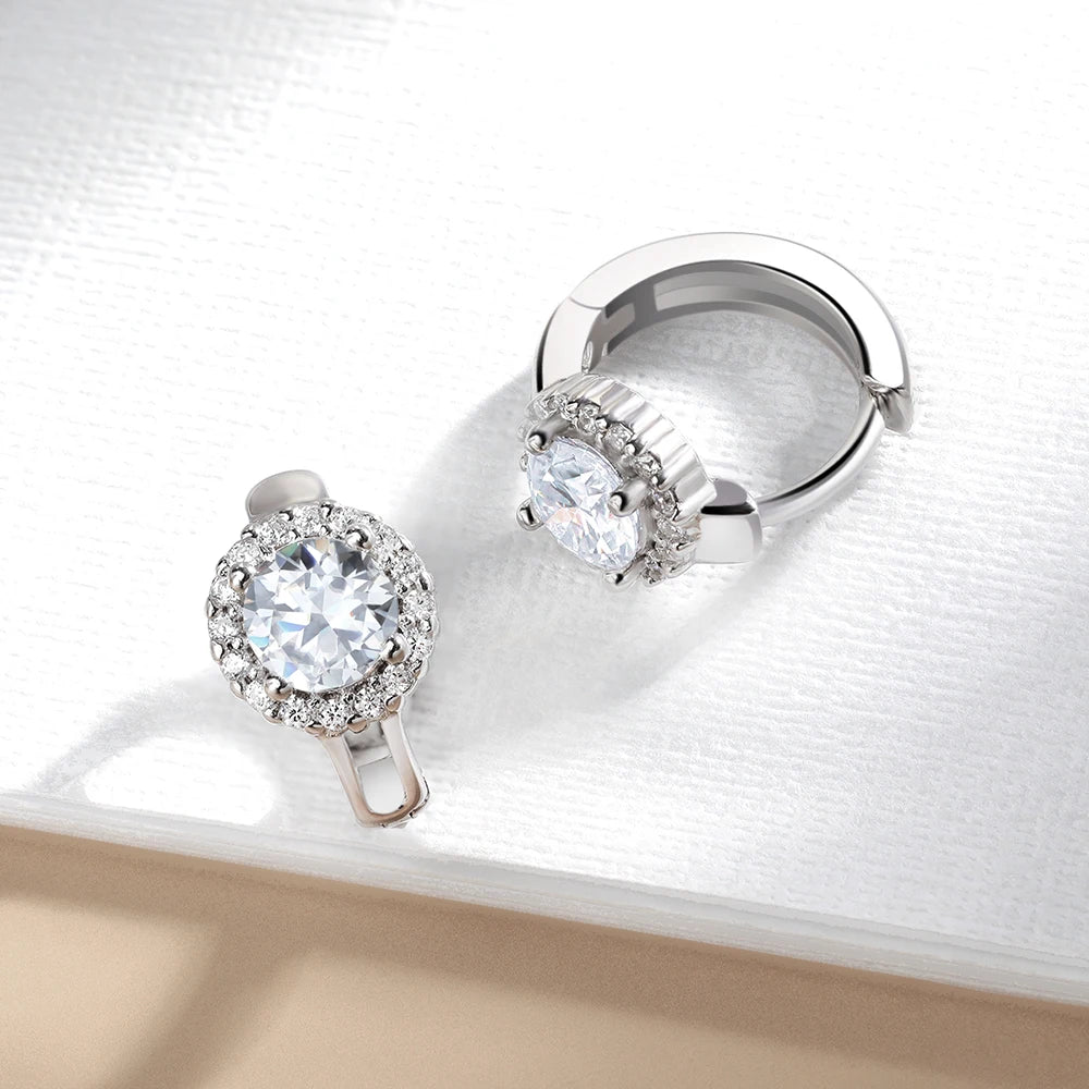 SereneSparkle: D Color Moissanite Hoop Earrings S925 Sterling Silver Fine Jewelry