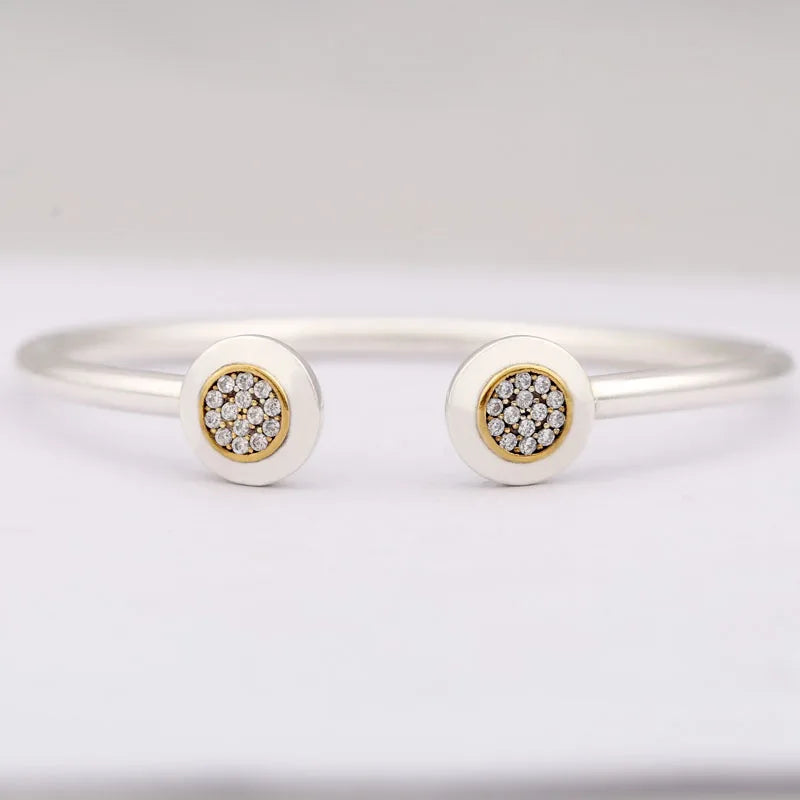 DualGleam: Rose Gold & Silver Charm Bracelet in 925 Sterling Silver