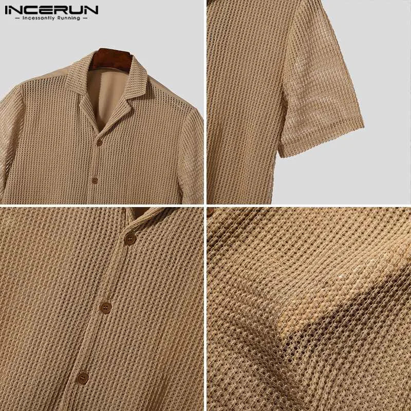 Casual Men's Fashion: Solid Color Transparent Shirt & Shorts Set