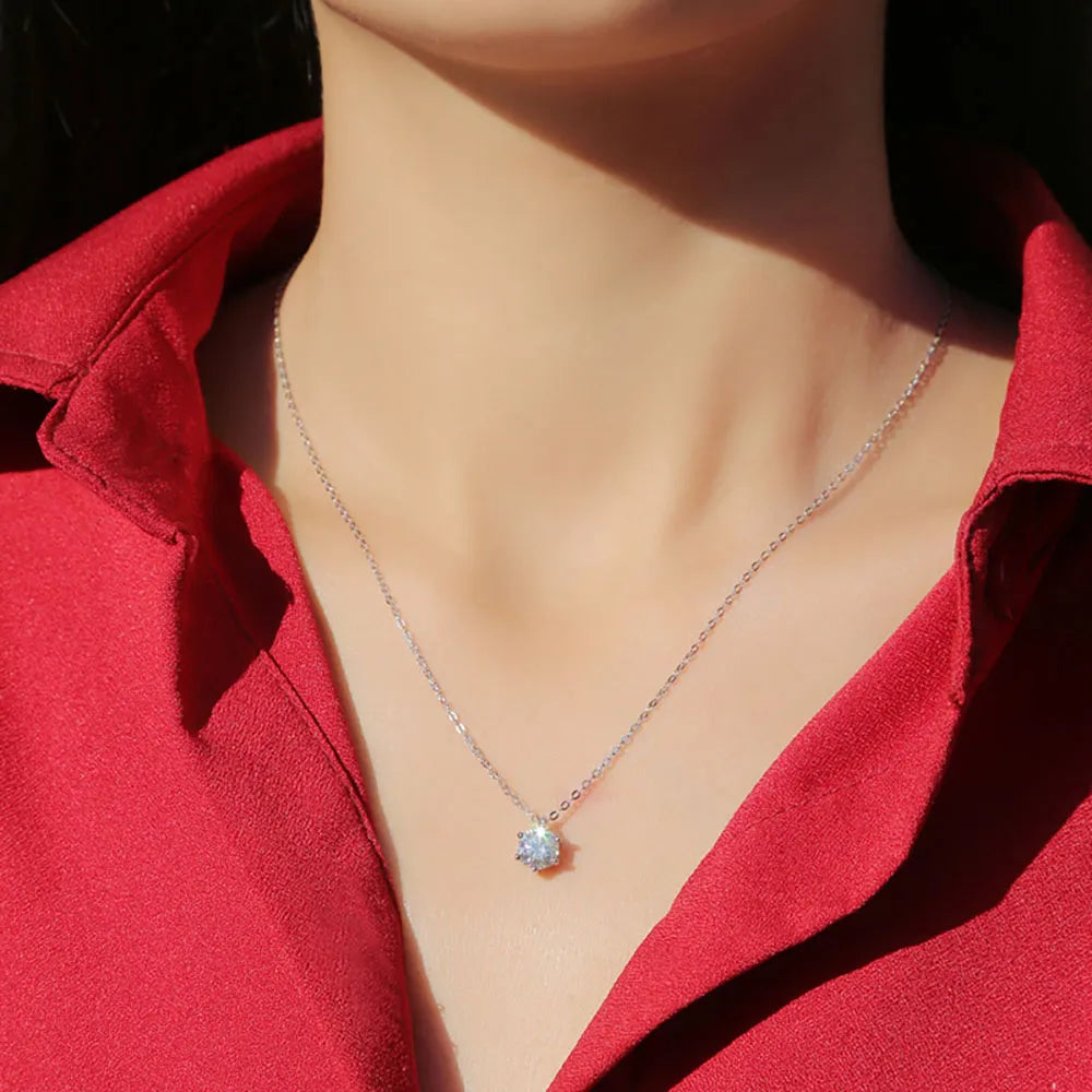 EternalBrilliance: GRA Certified Moissanite Necklace in S925 Sterling Silver Fine Jewelry