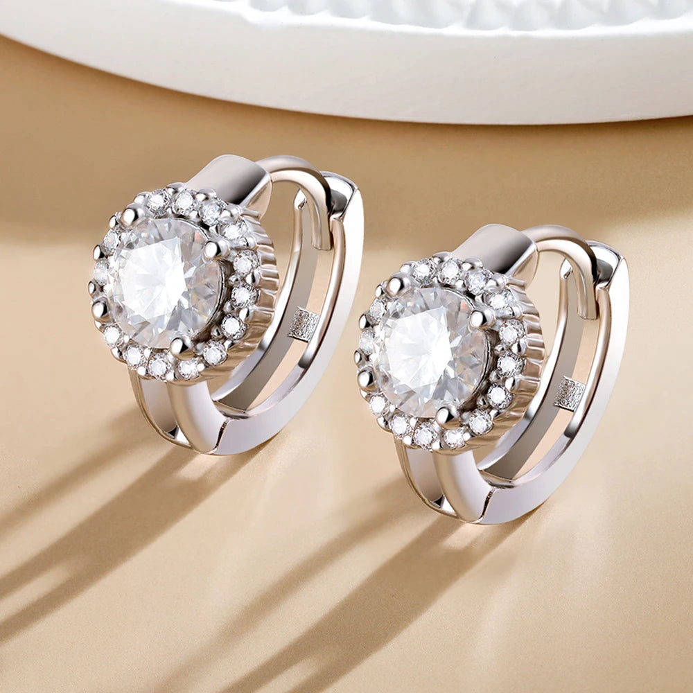 SereneSparkle: D Color Moissanite Hoop Earrings S925 Sterling Silver Fine Jewelry