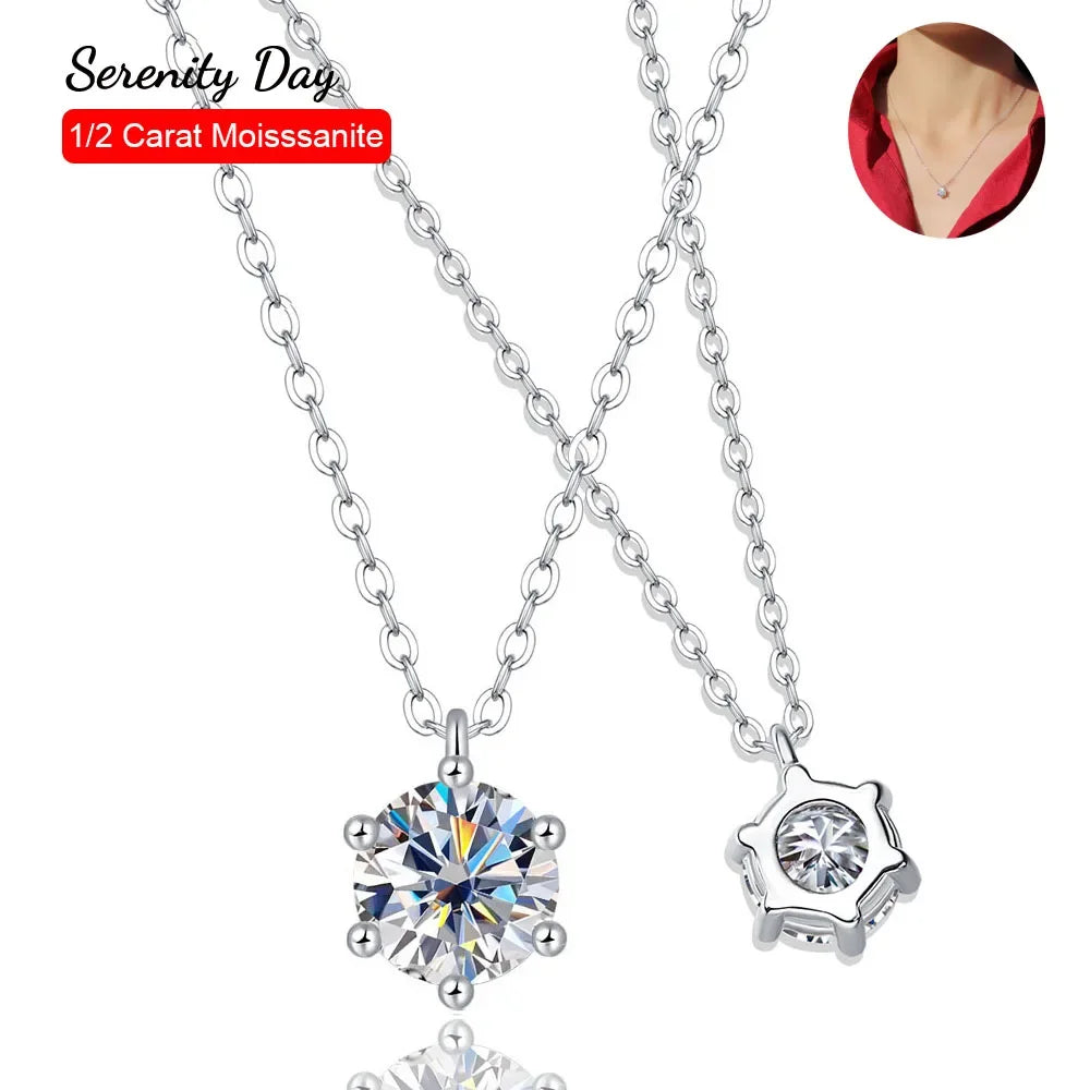 EternalBrilliance: GRA Certified Moissanite Necklace in S925 Sterling Silver Fine Jewelry
