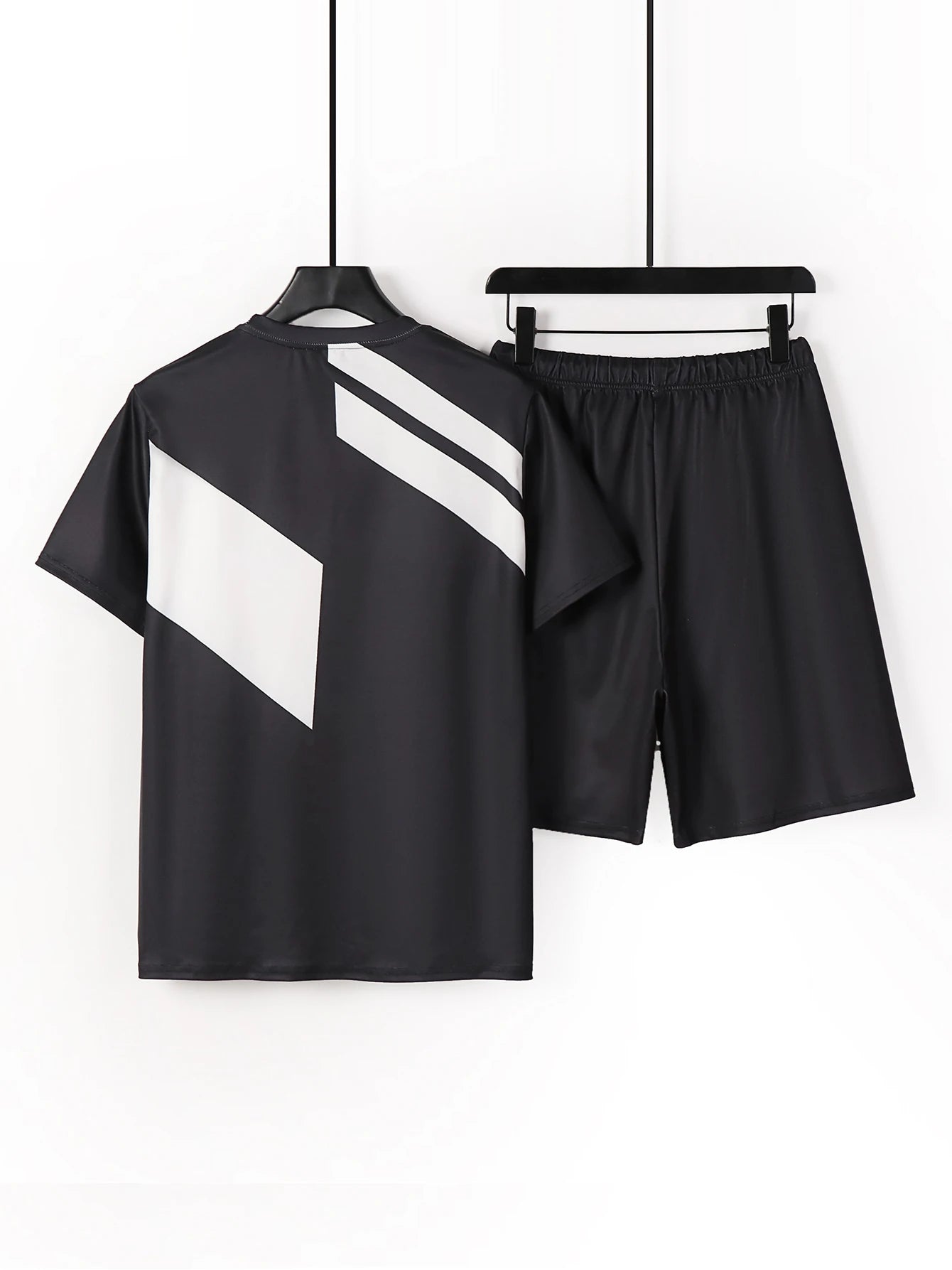 Men's Summer Short Sleeve Suit: Color Block Printing Casual Style