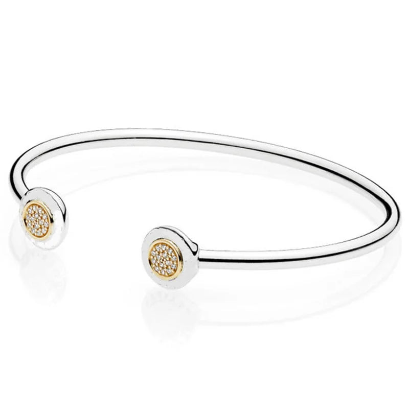 DualGleam: Rose Gold & Silver Charm Bracelet in 925 Sterling Silver