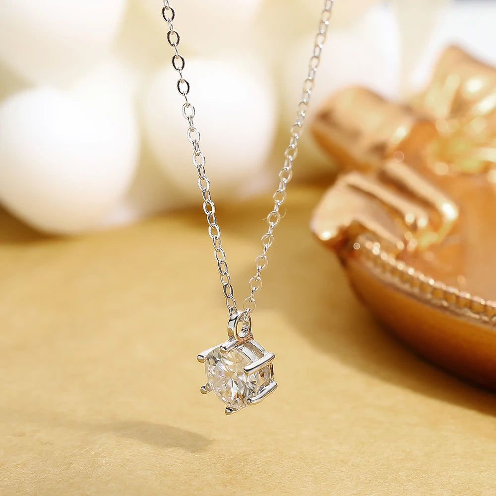 EternalBrilliance: GRA Certified Moissanite Necklace in S925 Sterling Silver Fine Jewelry