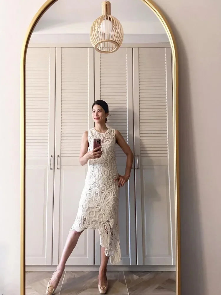 FairyCharm: Asymmetric Crochet Dress Set
