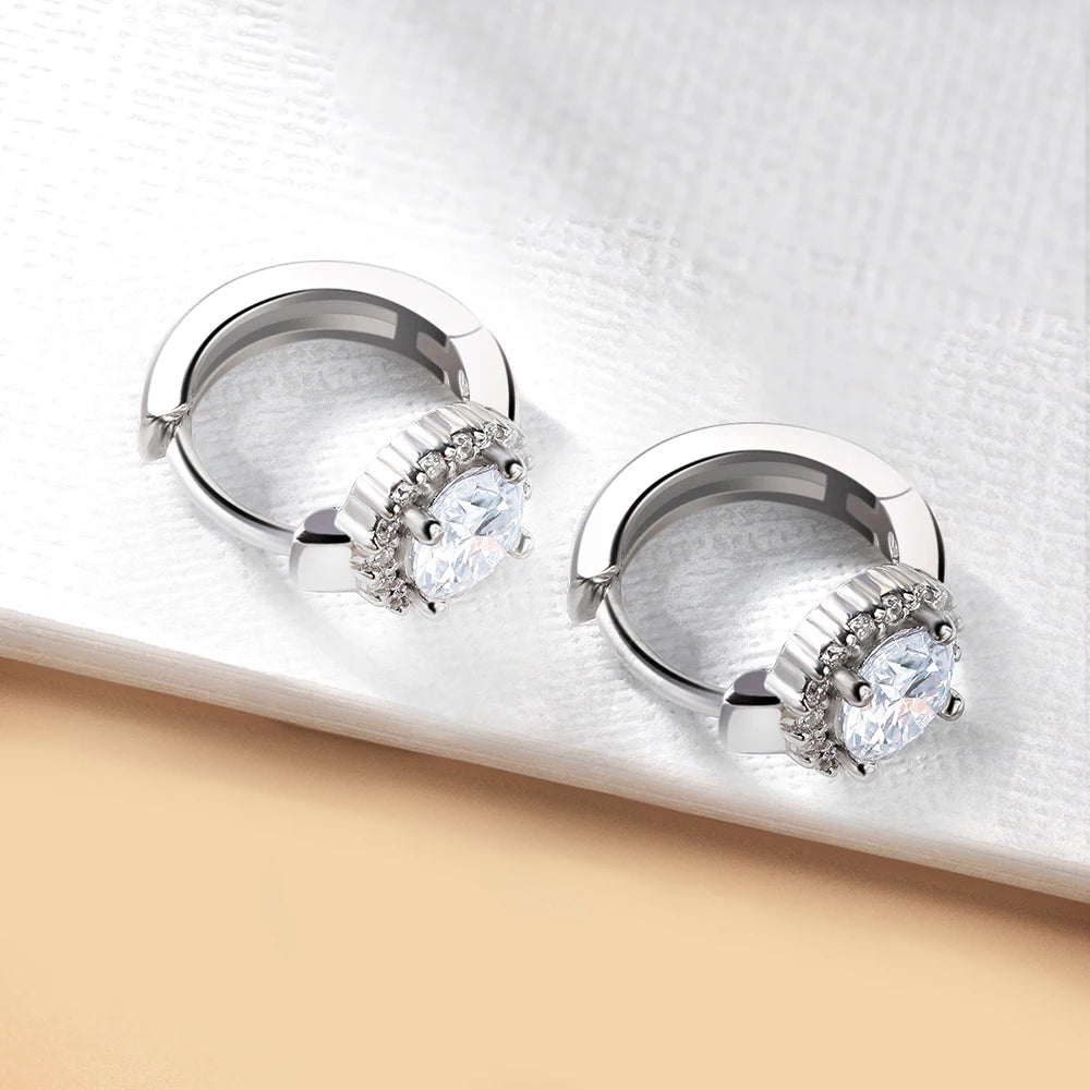SereneSparkle: D Color Moissanite Hoop Earrings S925 Sterling Silver Fine Jewelry