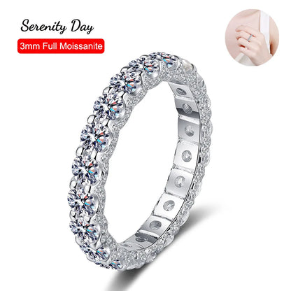 SerenityGleam: 18k Plated Moissanite Band with GRA Certified S925 Silver