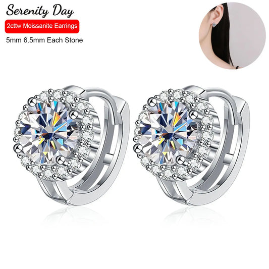 SereneSparkle: D Color Moissanite Hoop Earrings S925 Sterling Silver Fine Jewelry