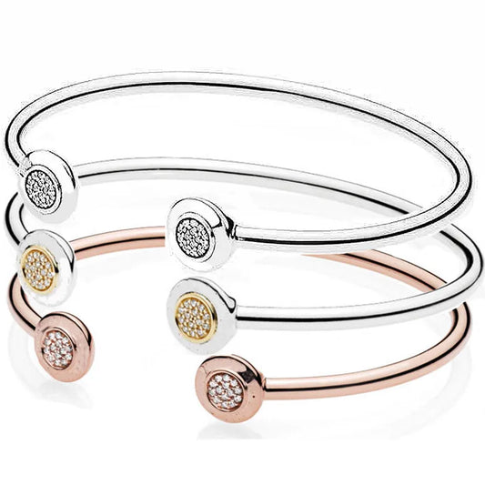 DualGleam: Rose Gold & Silver Charm Bracelet in 925 Sterling Silver