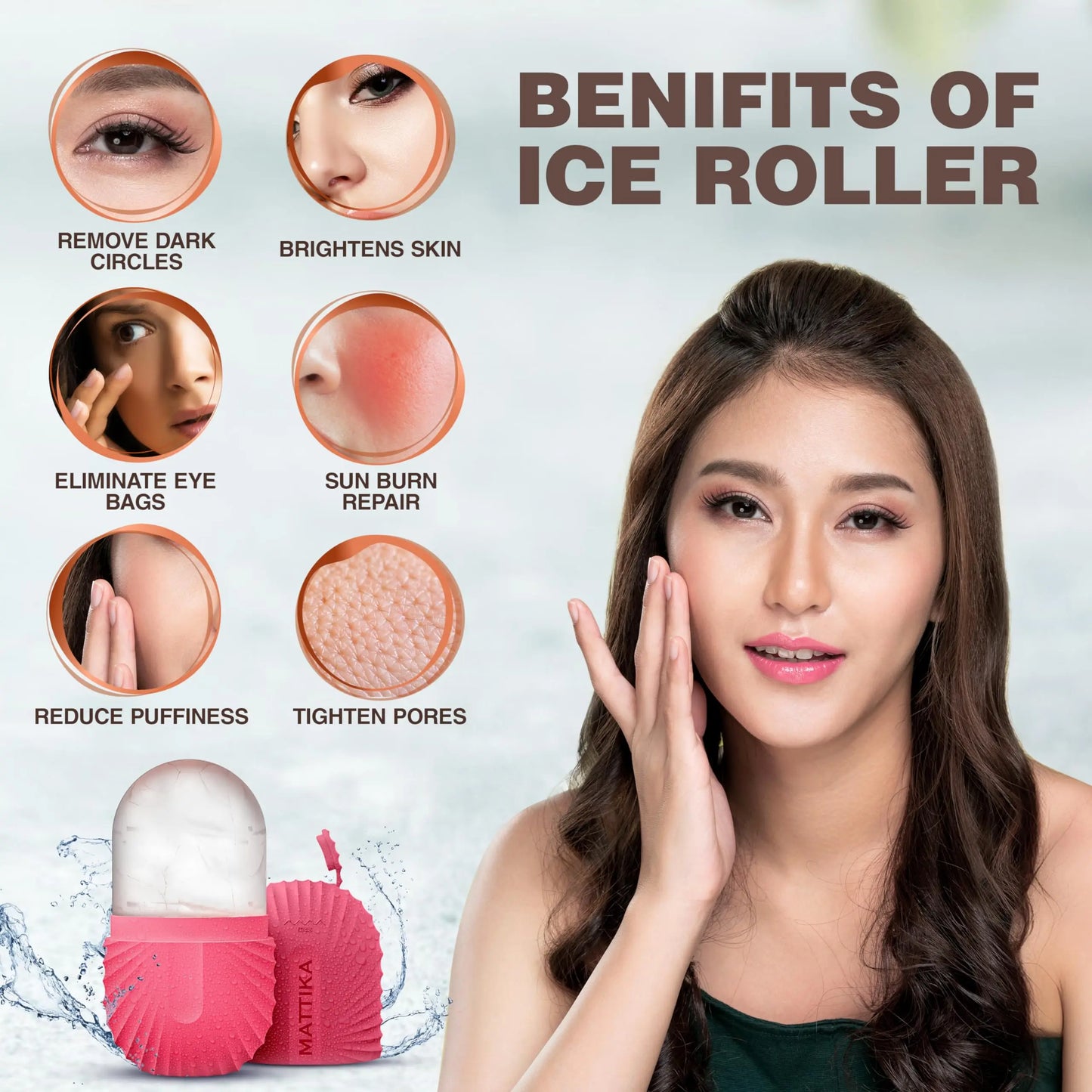 FrostGlow: Silicone Ice Roller & Face Massager